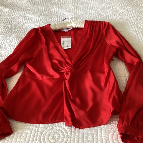 NWT INTERMIX Dawn Silk Knot Front Top Size 2 Coral - Picture 13 of 15